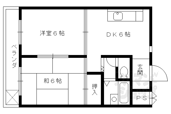 京都府京都市伏見区竹田田中宮町(賃貸マンション2DK・3階・36.00㎡)の写真 その2