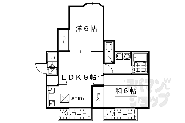 メゾン小野 202｜京都府京都市山科区小野御霊町(賃貸アパート2LDK・2階・48.60㎡)の写真 その2