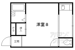 京阪宇治線 観月橋駅 徒歩12分の賃貸マンション 2階1Kの間取り