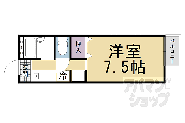 アメニティ鏡山 102｜京都府京都市山科区御陵中内町(賃貸アパート1K・1階・22.00㎡)の写真 その2