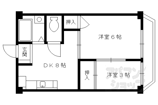 京都府京都市伏見区深草下川原町(賃貸マンション2LDK・4階・33.20㎡)の写真 その2