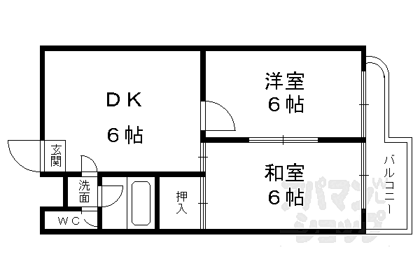 京都府京都市伏見区向島善阿弥町(賃貸マンション2DK・2階・38.16㎡)の写真 その2