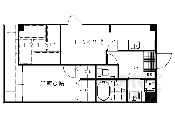 京都府京都市中京区油小路通御池上ル押油小路町(賃貸マンション2LDK・3階・45.00㎡)の写真 その2