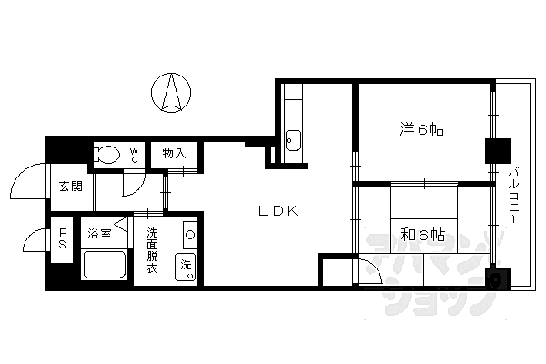 京都府京都市下京区七条御所ノ内北町(賃貸マンション2LDK・5階・48.60㎡)の写真 その2