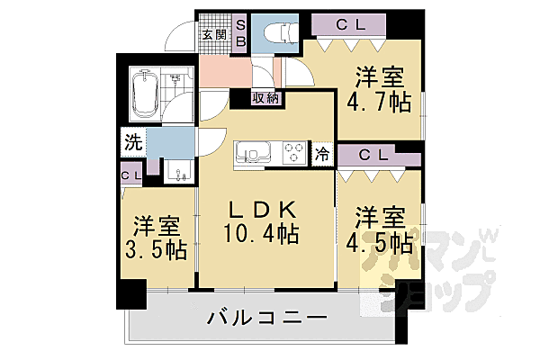 ブランシエスタ山科大塚 705｜京都府京都市山科区大塚中溝(賃貸マンション3LDK・7階・54.00㎡)の写真 その2