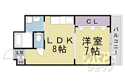 京阪本線 藤森駅 徒歩15分の賃貸マンション 2階1LDKの間取り