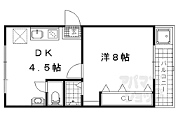 ｅｌｌｅ23 2階1DKの間取り