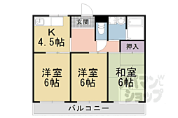 JR湖西線 大津京駅 徒歩8分の賃貸マンション 3階3DKの間取り