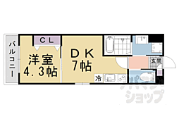ＡＲＣＡ山科 1階1DKの間取り