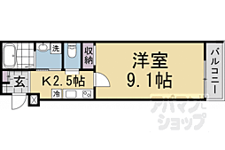 近鉄京都線 伏見駅 徒歩1分の賃貸アパート 2階1Kの間取り