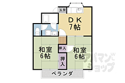 JR湖西線 唐崎駅 徒歩5分の賃貸アパート 2階2DKの間取り