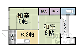 第7ゆたか荘 2Kの間取図画像