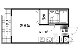 プルシャン山科 3階1Kの間取り