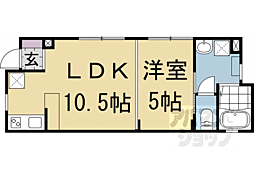 JR奈良線 稲荷駅 徒歩4分の賃貸アパート 1階1LDKの間取り