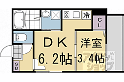 JR東海道・山陽本線 桂川駅 徒歩8分の賃貸アパート 2階1DKの間取り