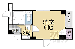ヴェルメゾン山階 4階1Kの間取り