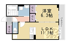 京阪本線 中書島駅 4kmの賃貸アパート 2階1LDKの間取り