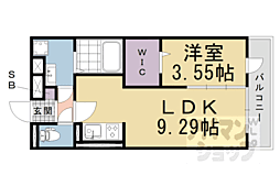 京都地下鉄東西線 醍醐駅 徒歩6分の賃貸アパート 1階1LDKの間取り