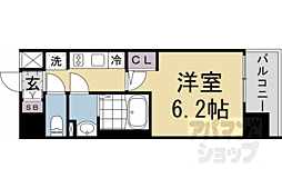 JR東海道・山陽本線 西大路駅 徒歩10分の賃貸マンション 4階1Kの間取り