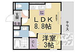 JR湖西線 堅田駅 徒歩6分の賃貸アパート 1階1LDKの間取り
