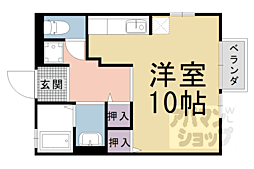 シャルト大宅 2階1Kの間取り