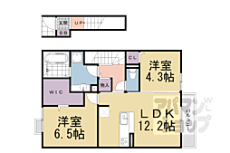 京阪石山坂本線 南滋賀駅 徒歩1分の賃貸アパート 2階2LDKの間取り