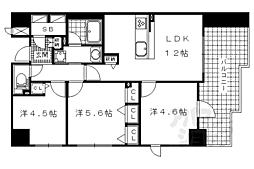 プレサンスロジェ山科音羽 4階3LDKの間取り