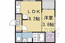 京阪本線 淀駅 徒歩5分の賃貸アパート 2階1LDKの間取り