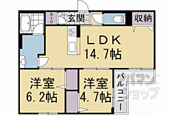 近鉄京都線 伏見駅 徒歩10分の賃貸マンション 3階2LDKの間取り