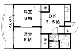 近鉄京都線 近鉄丹波橋駅 徒歩2分の賃貸マンション 1階2DKの間取り