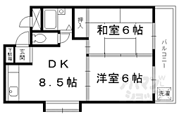 京阪宇治線 桃山南口駅 徒歩10分の賃貸マンション 2階2DKの間取り