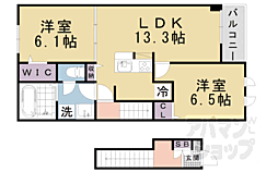 京阪石山坂本線 唐橋前駅 徒歩15分の賃貸アパート 2階2LDKの間取り