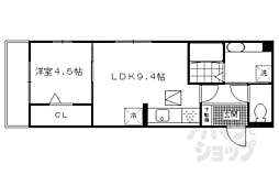 京都地下鉄東西線 石田駅 徒歩5分の賃貸アパート 2階1LDKの間取り
