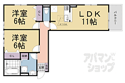 JR東海道・山陽本線 瀬田駅 徒歩19分の賃貸アパート 1階2LDKの間取り