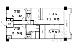 近鉄京都線 向島駅 徒歩8分の賃貸マンション 5階3LDKの間取り