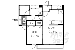 京阪本線 中書島駅 徒歩30分の賃貸アパート 2階1LDKの間取り