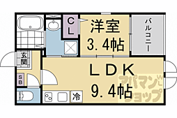 近鉄京都線 伏見駅 徒歩8分の賃貸アパート 2階1LDKの間取り