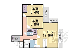 JR東海道・山陽本線 瀬田駅 徒歩6分の賃貸マンション 2階2LDKの間取り