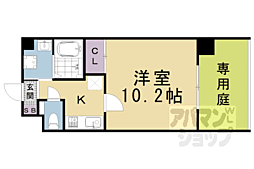 京都市営烏丸線 四条駅 徒歩9分の賃貸マンション 1階1Kの間取り