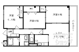 京都地下鉄東西線 石田駅 徒歩24分の賃貸マンション 2階3LDKの間取り