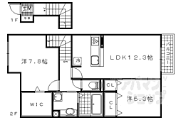 JR湖西線 おごと温泉駅 徒歩17分の賃貸アパート 2階2LDKの間取り