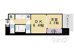JR東海道・山陽本線 大津駅 徒歩9分の賃貸マンション 6階1DKの間取り