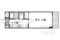 エスポワール京都 1Kの間取図画像