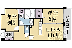パインフィールド洛東 8階2LDKの間取り