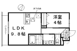 JR東海道・山陽本線 向日町駅 徒歩25分の賃貸アパート 1階1LDKの間取り