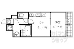 京阪石山坂本線 三井寺駅 徒歩6分の賃貸マンション 5階1DKの間取り