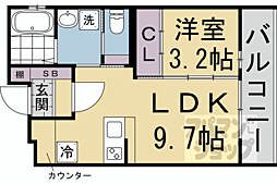 JR東海道・山陽本線 京都駅 徒歩10分の賃貸マンション 2階1LDKの間取り