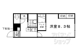 京都地下鉄東西線 石田駅 徒歩5分の賃貸アパート 1階1Kの間取り