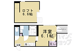 ハーモニーテラスフォース椥辻 1Kの間取図画像
