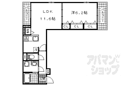 JR東海道・山陽本線 石山駅 徒歩15分の賃貸アパート 1階1LDKの間取り